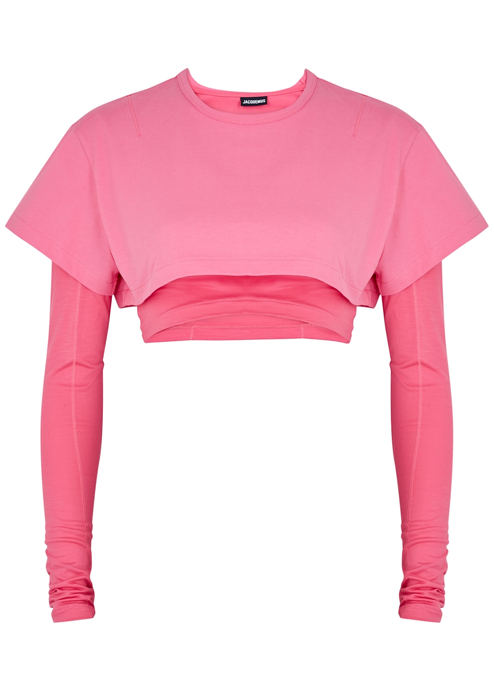 Jacquemus Le Double T-shirt pink layered cotton top