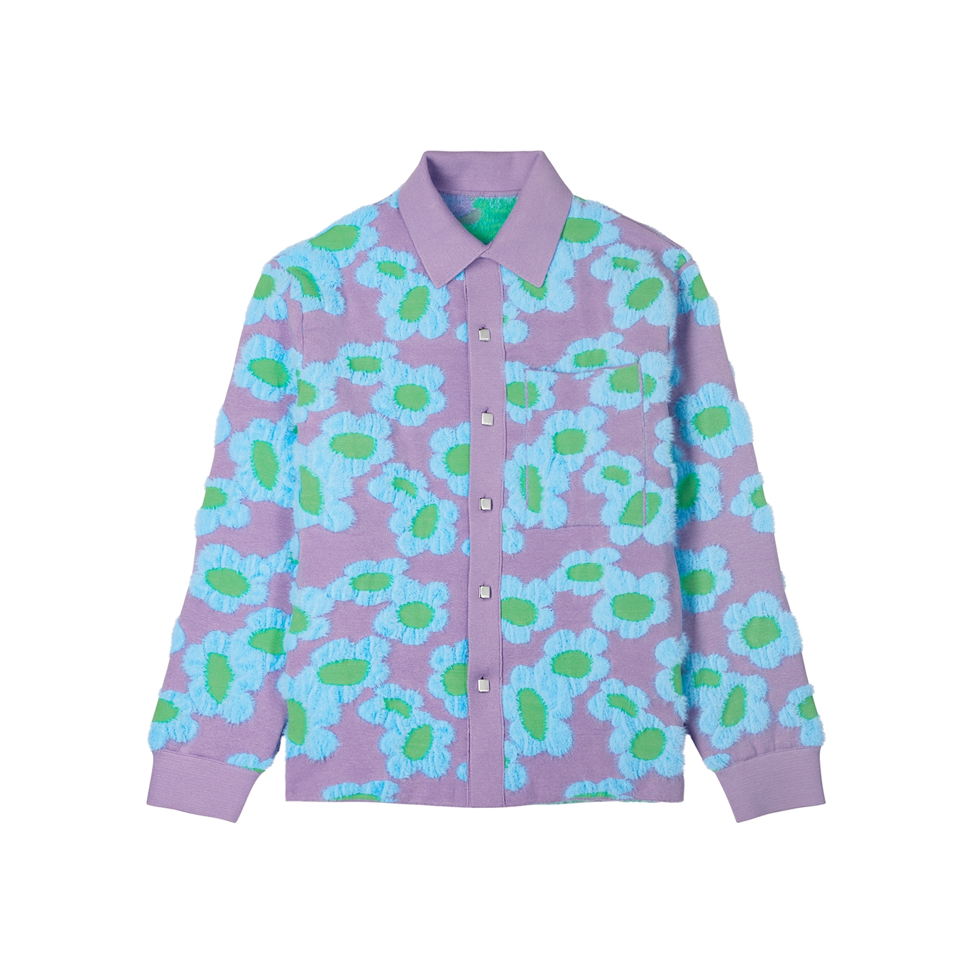Jacquemus Le Chemise Neve Fleurs Knitted Jacket - Purple - XS