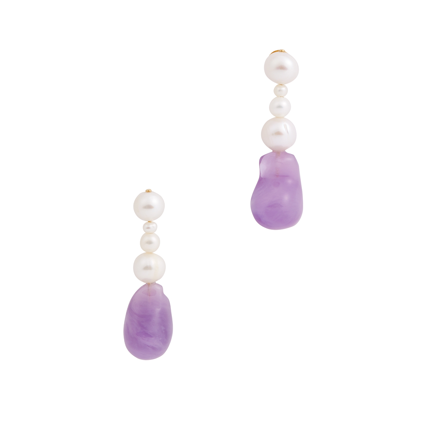 Completedworks Pearl And Resin-embellished Drop Earrings - Lilac - One Size