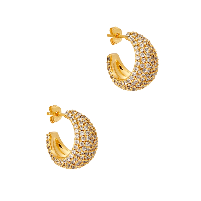 Daphine Christine Embellished 18kt Gold-plated Hoop Earrings