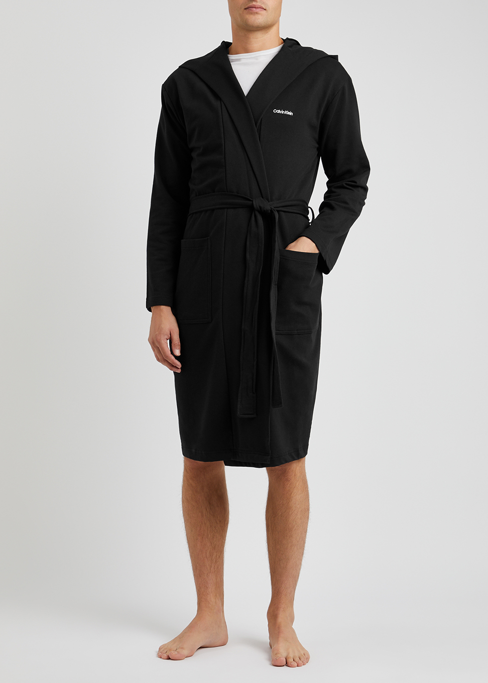 Black logo stretch-jersey robe Harvey Nichols Men Clothing Loungewear Bathrobes 