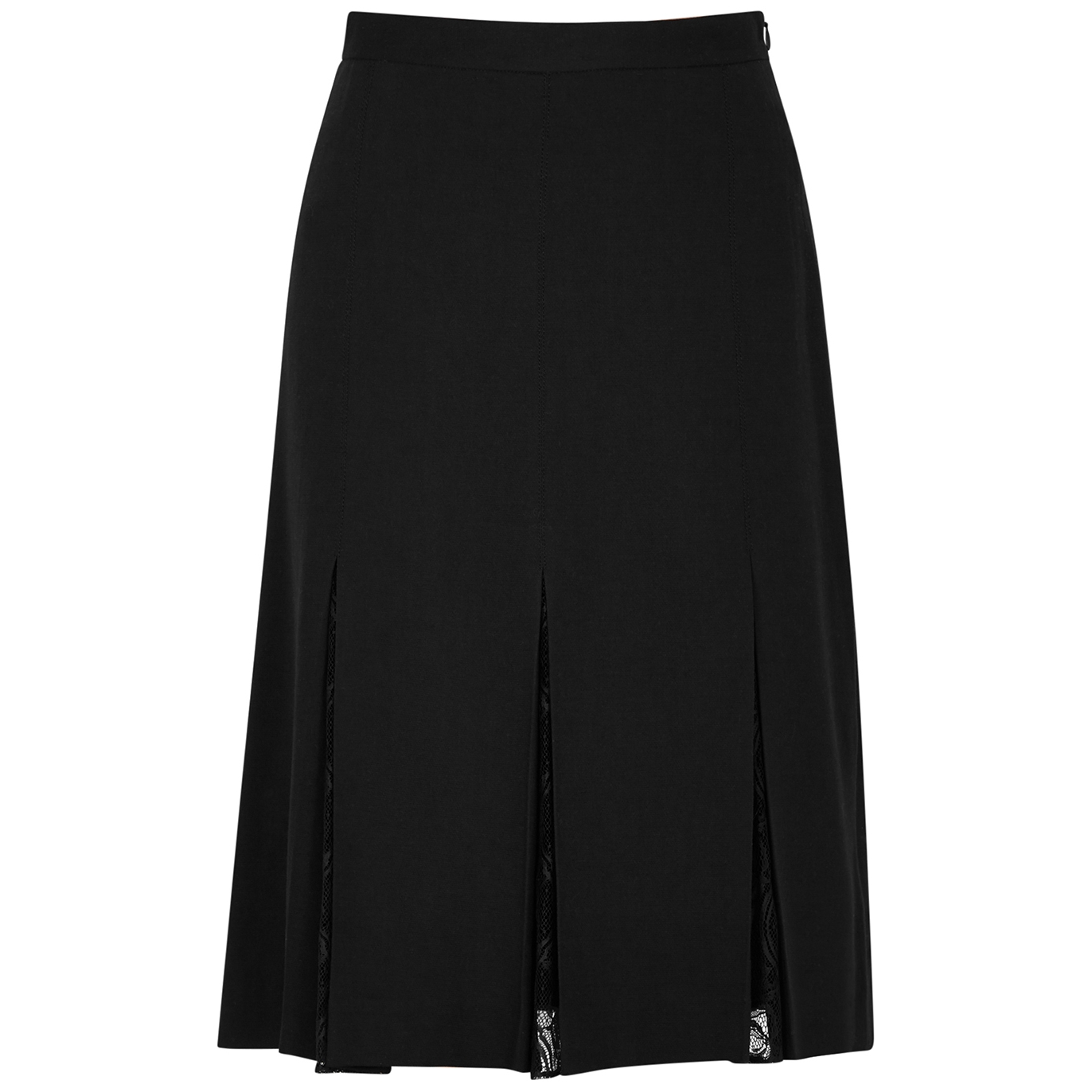 Boutique Moschino Black Lace-panelled Pleated Midi Skirt - 14