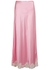 Crystal pink lace-trimmed satin maxi skirt - RIXO