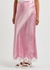Crystal pink lace-trimmed satin maxi skirt - RIXO