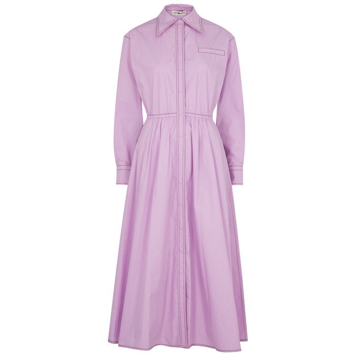 Tory Burch Eleanor Pink Cotton-poplin Maxi Dress