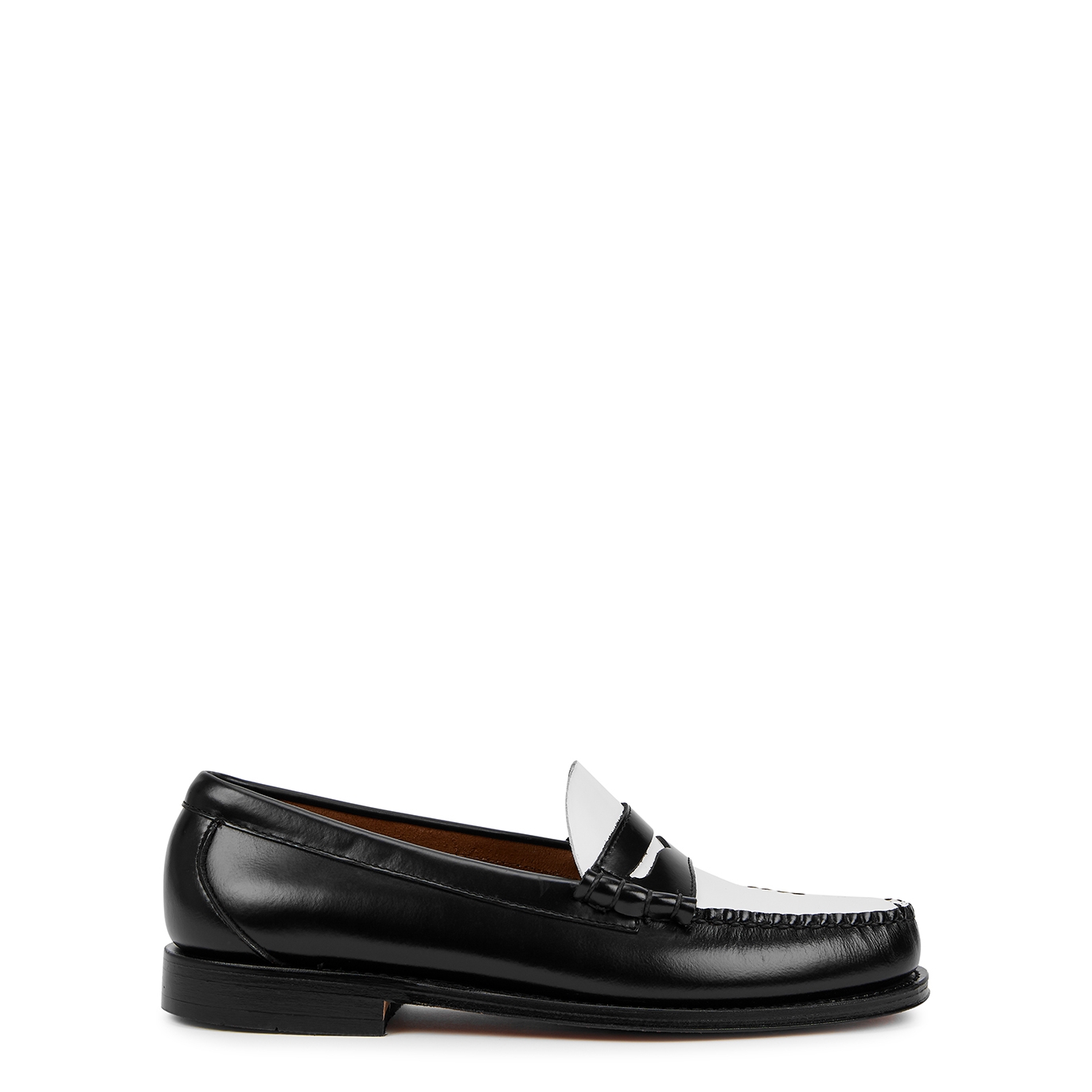 G.H Bass & Co Weejuns Heritage Larson Moc Monochrome Leather Loafers - Black And White - 9