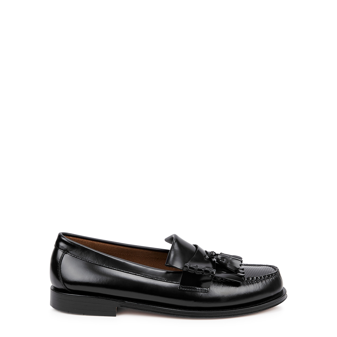 G.H Bass & Co Kiltie Black Tasselled Leather Loafers - 10