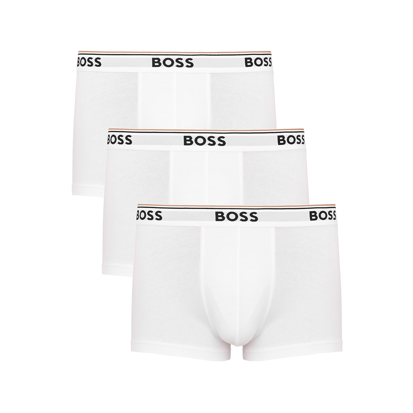Boss White Stretch-cotton Boxer Trunks - Set Of Three - L