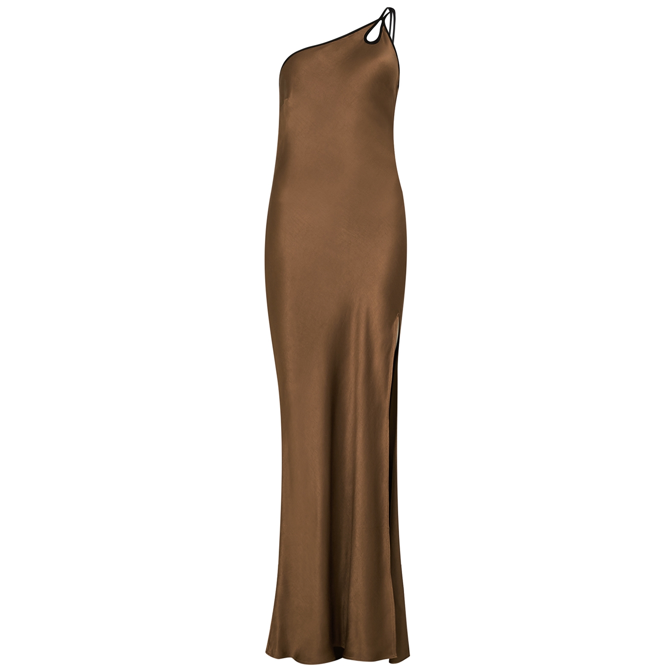 Bec & Bridge Kehlani Brown One-shoulder Satin Maxi Dress - 10