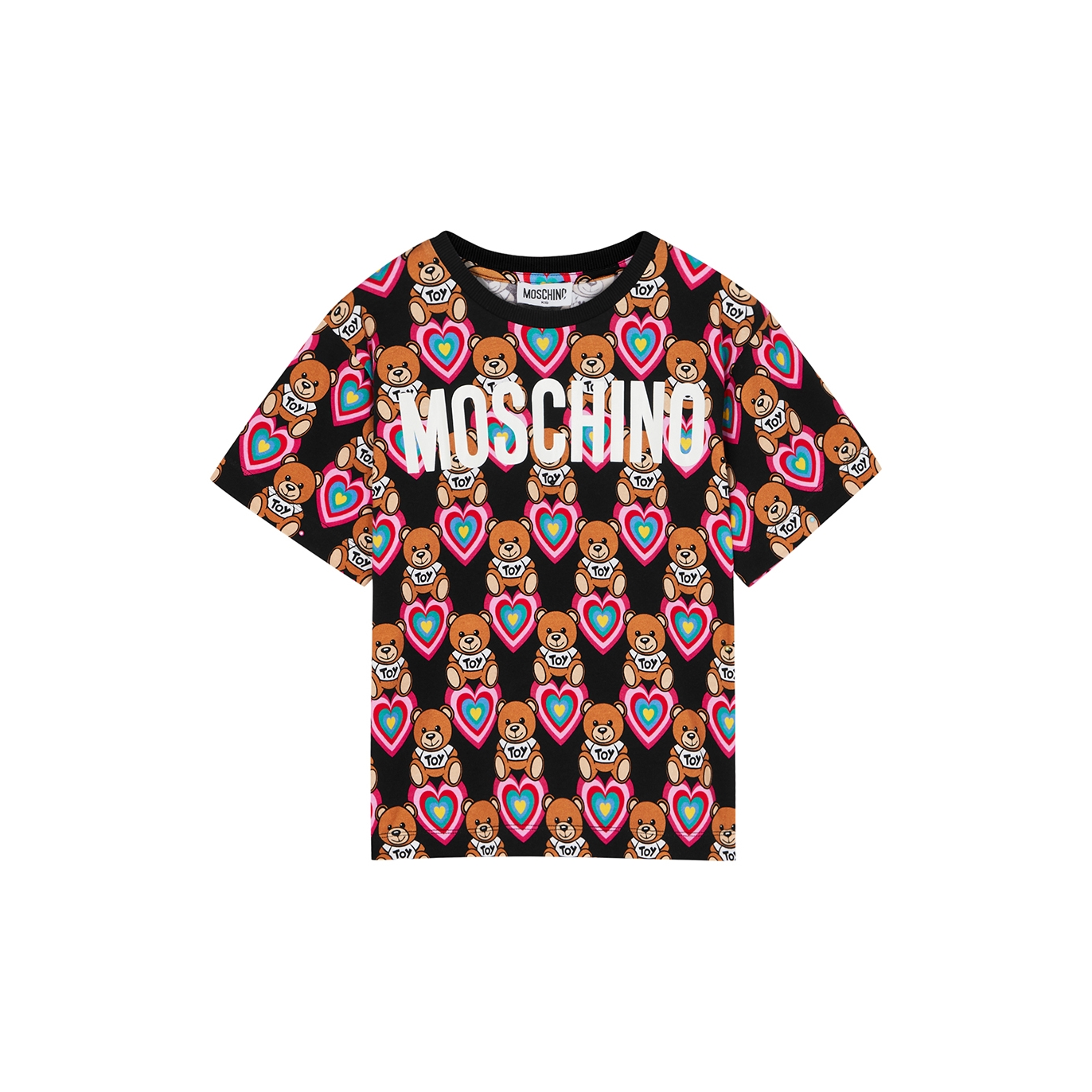 Moschino Kids Black Printed Stretch-cotton T-shirt - Multicoloured - 6 Years