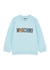 KIDS Light blue logo stretch-cotton sweatshirt - MOSCHINO