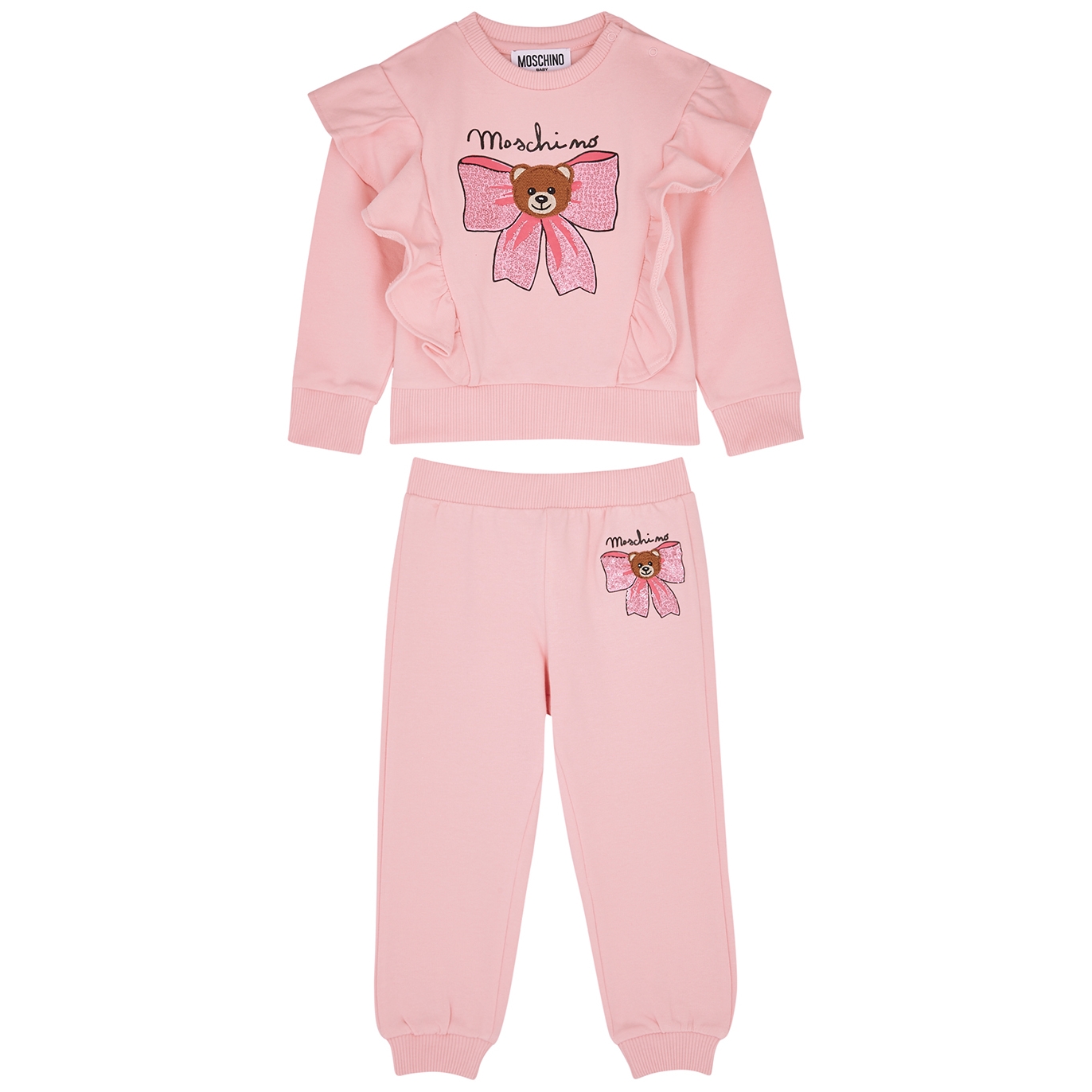 Moschino Kids Pink Printed Stretch-cotton Tracksuit