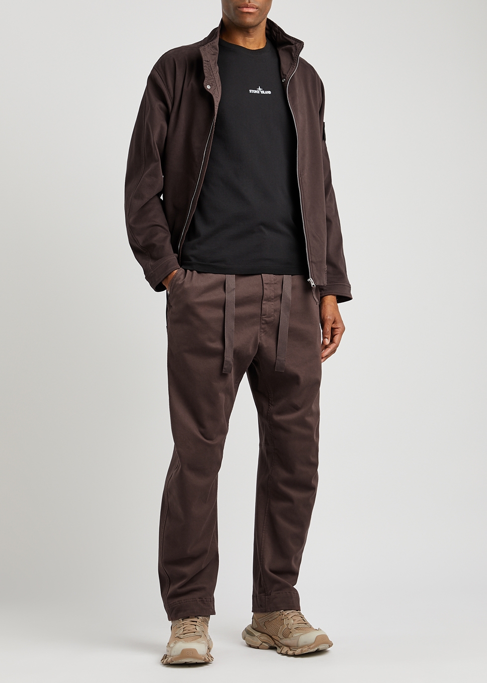 STONE ISLAND SHADOW PROJECT】wide-leg cotton-blend chinos - www
