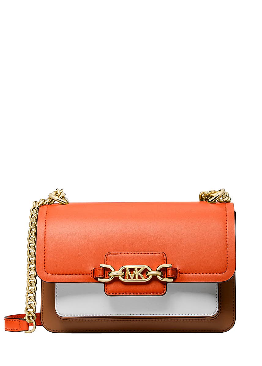 Michael Kors Color-block Logo And Saffiano Leather Greenwich Small  Crossbody Bag in Orange