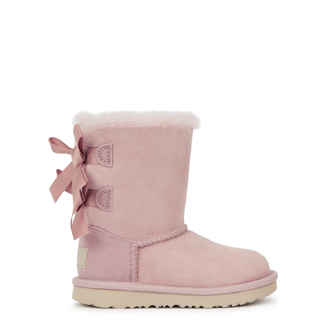 Ugg Kids Bailey Bow II Suede Ankle Boots (IT22-IT30) - Pink - 5 Junior