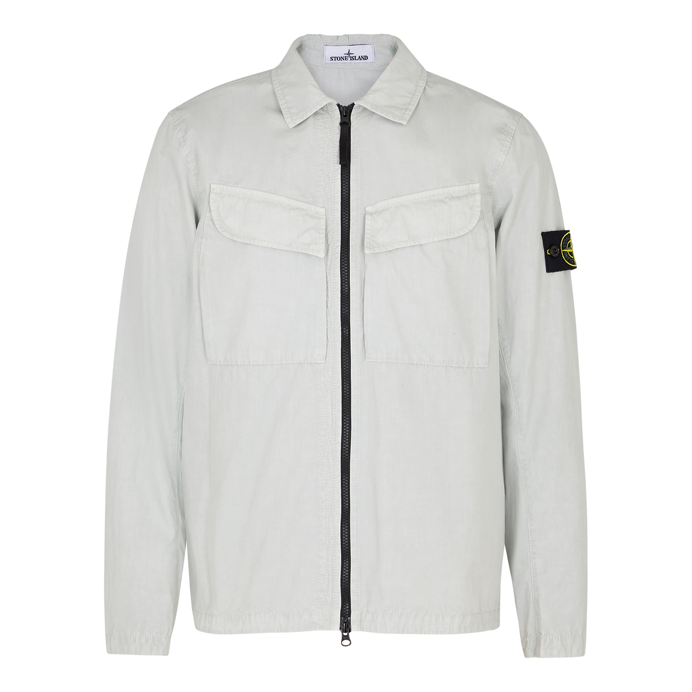 Stone Island Grey Garment-dyed Cotton Overshirt