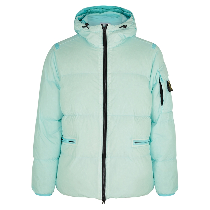 Stone Island Crinkle Reps Aqua Quilted Shell Jacket