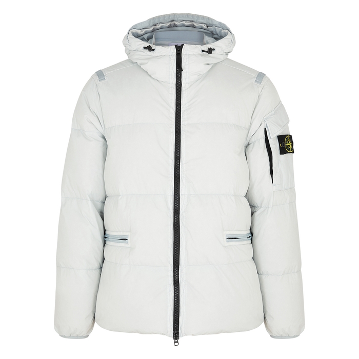 Stone Island Crinkle Reps Grey Quilted Shell Jacket