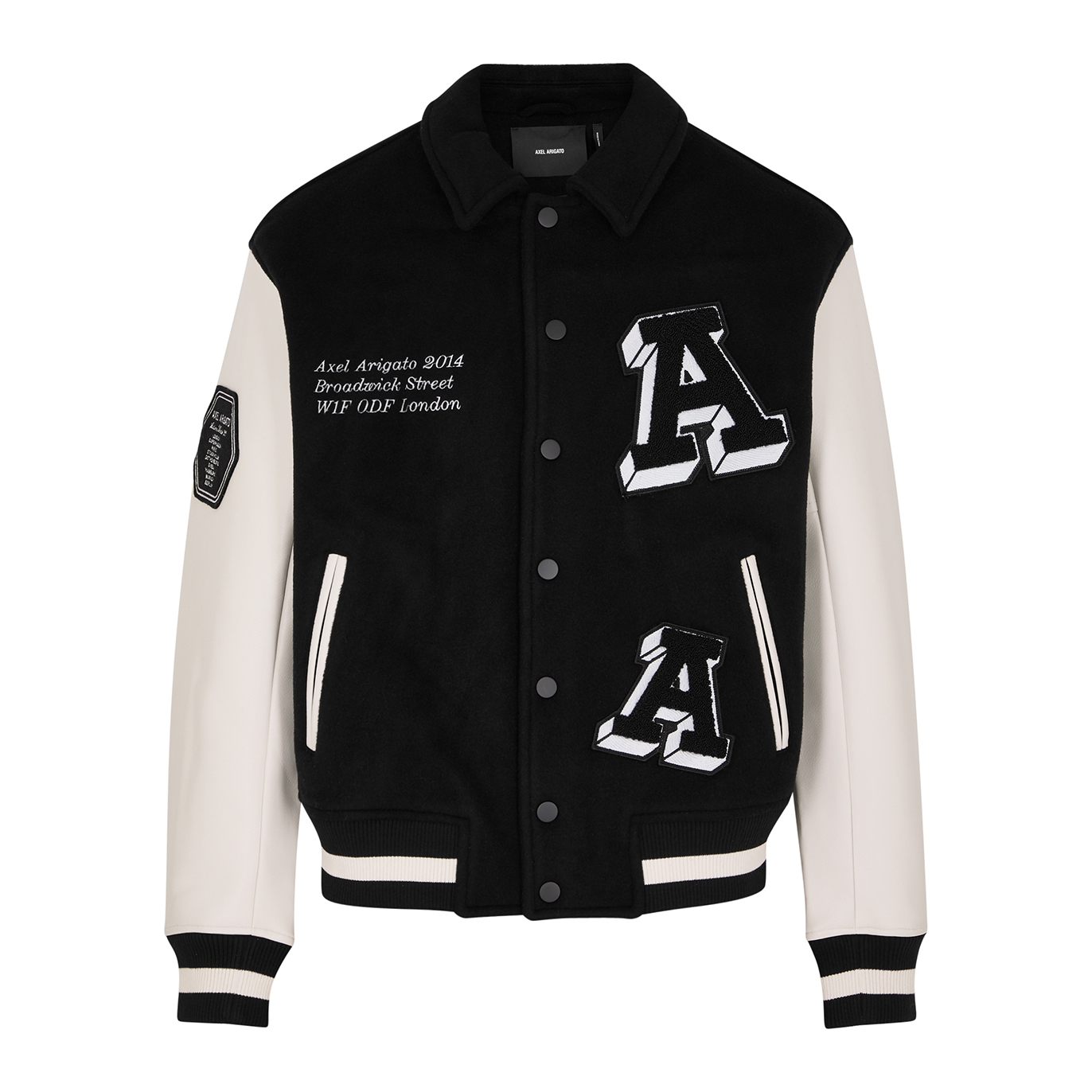 Axel Arigato Illusion Panelled Wool-blend Varsity Jacket - Black And White - XL