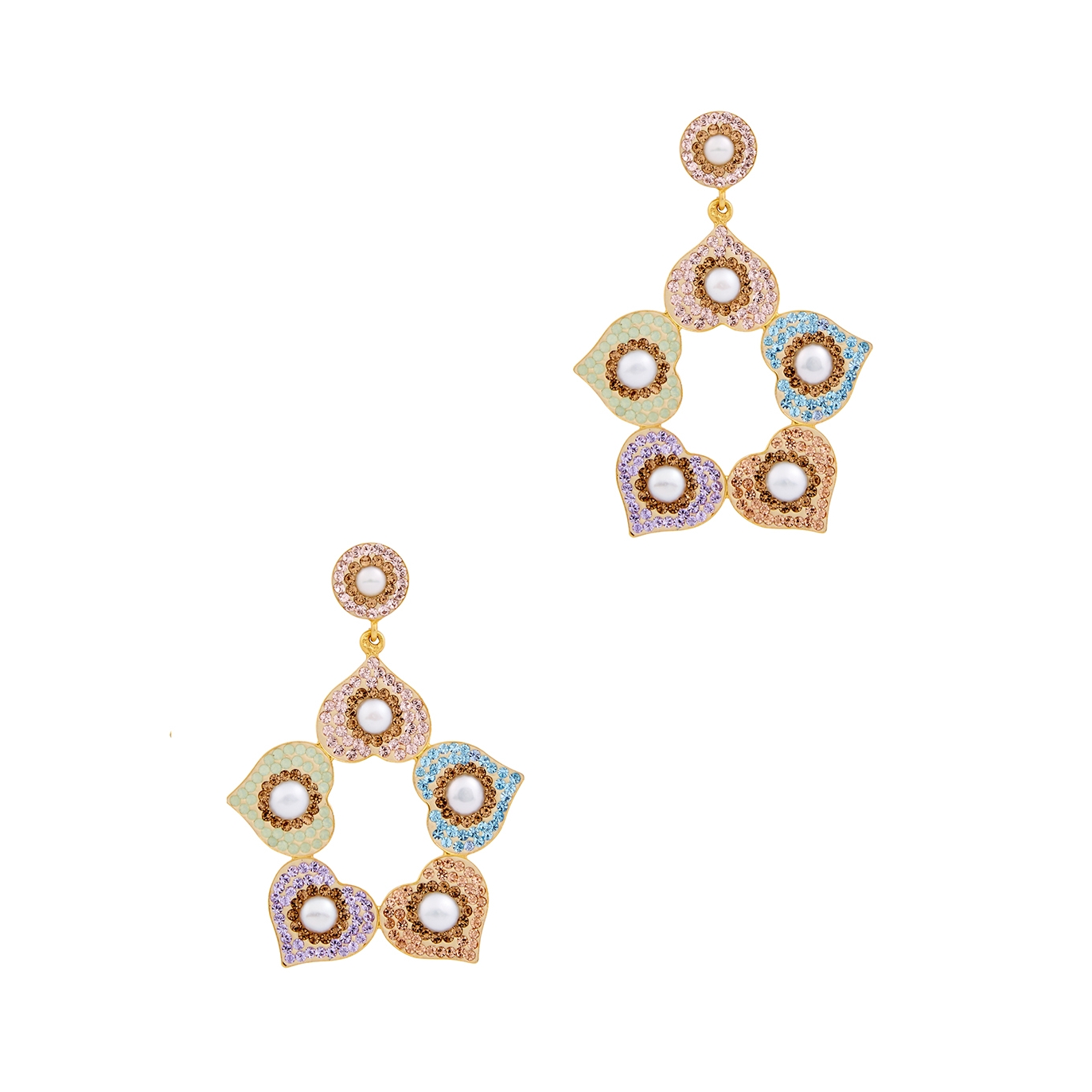 Soru Jewellery Pastel Flower Crystal-embellished Drop Earrings - Multicoloured - One Size