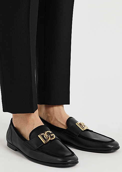 Dolce & Gabbana Black logo leather loafers - Harvey Nichols