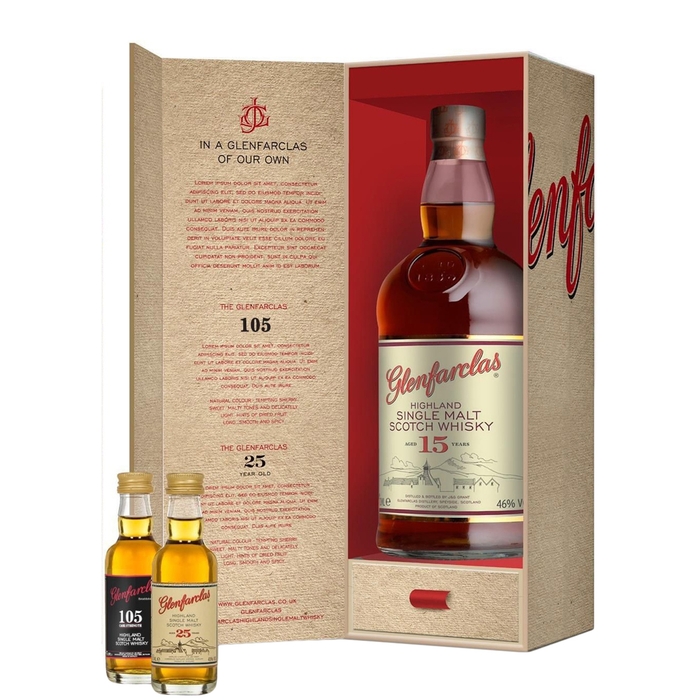 Glenfarclas 15 Year Old Single Malt Scotch Whisky & Miniatures Tasting Pack 800ml