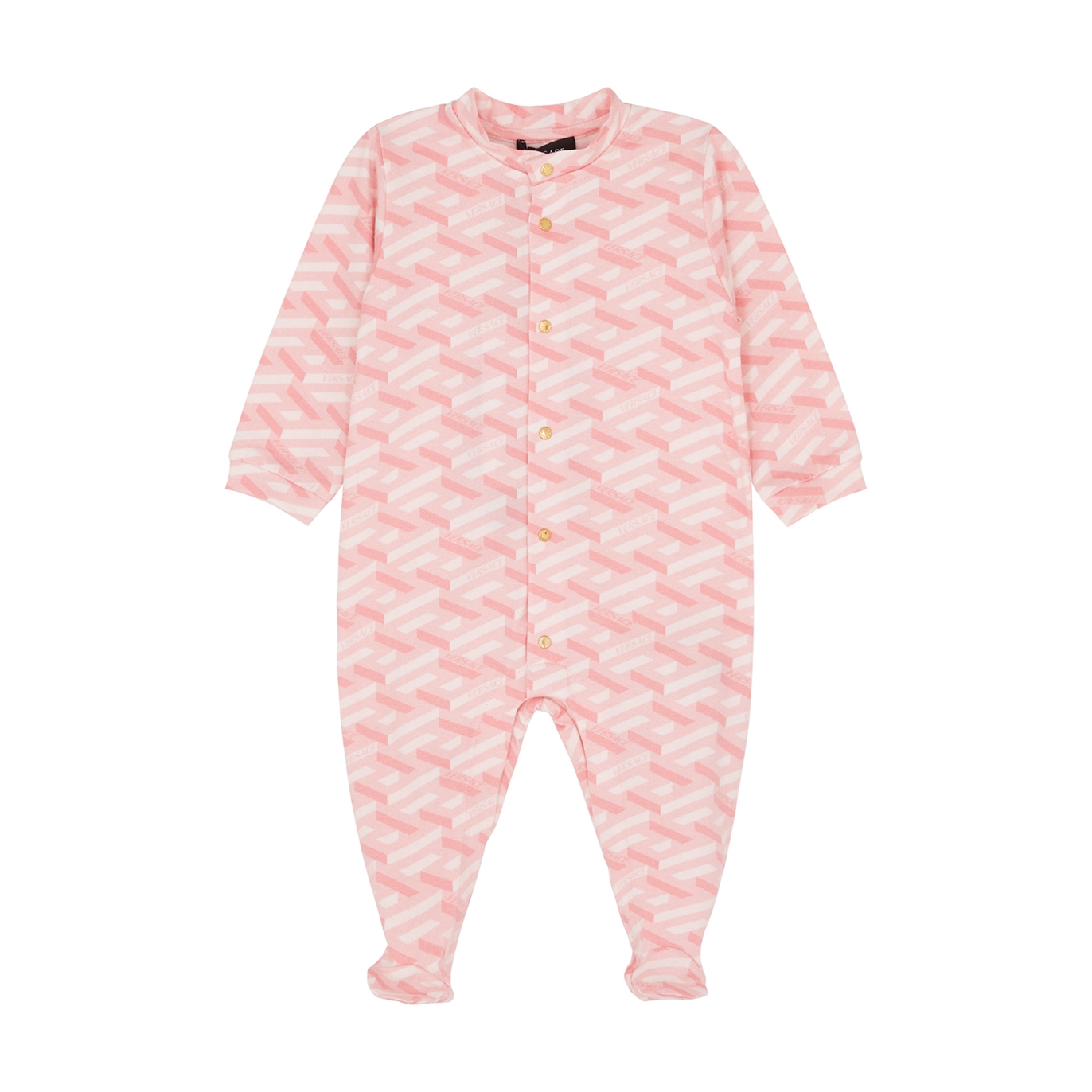 Versace Kids Pink Printed Stretch-cotton Babygrow