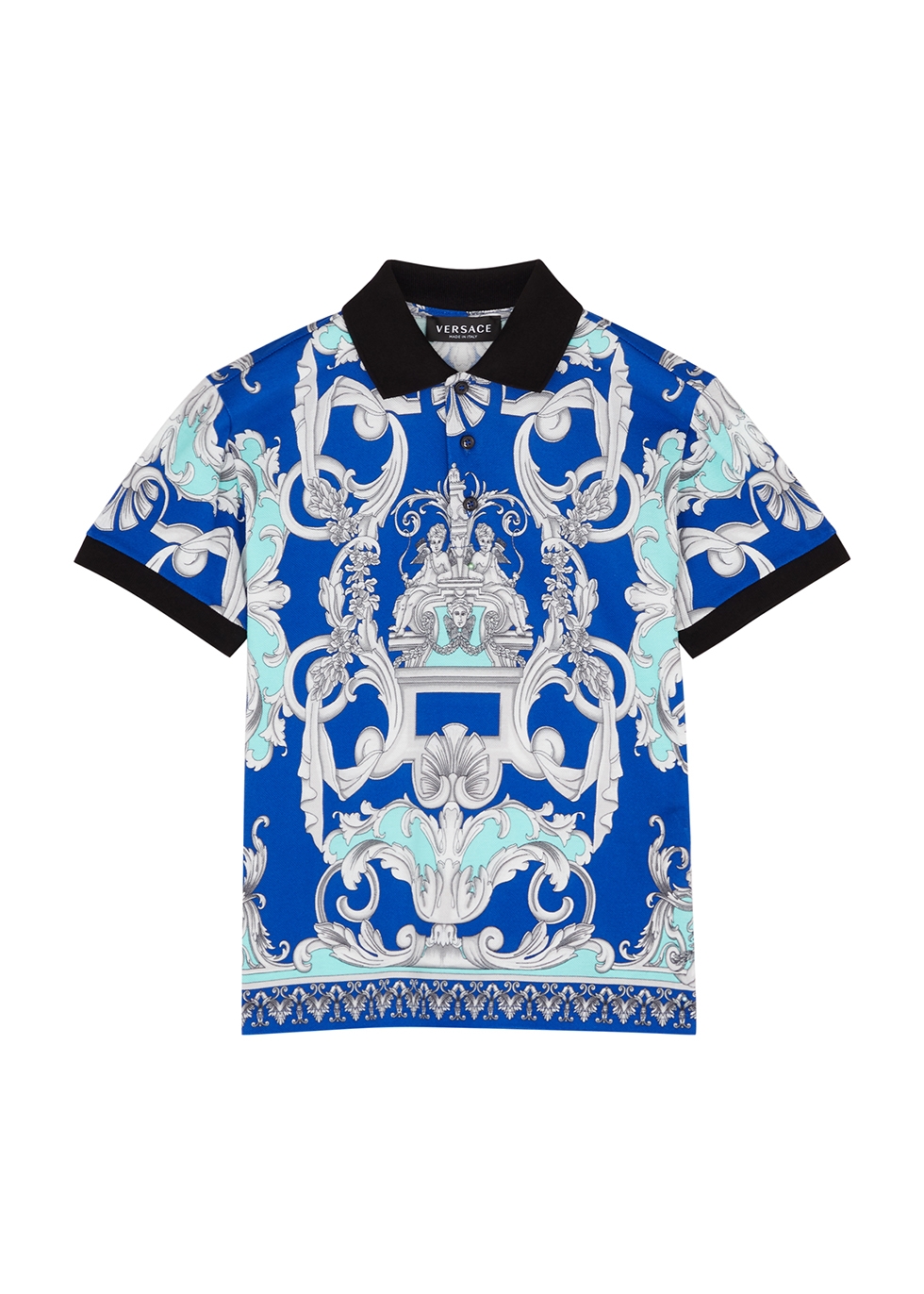 Versace KIDS Baroque-print piqué cotton polo shirt (8-14 years ...
