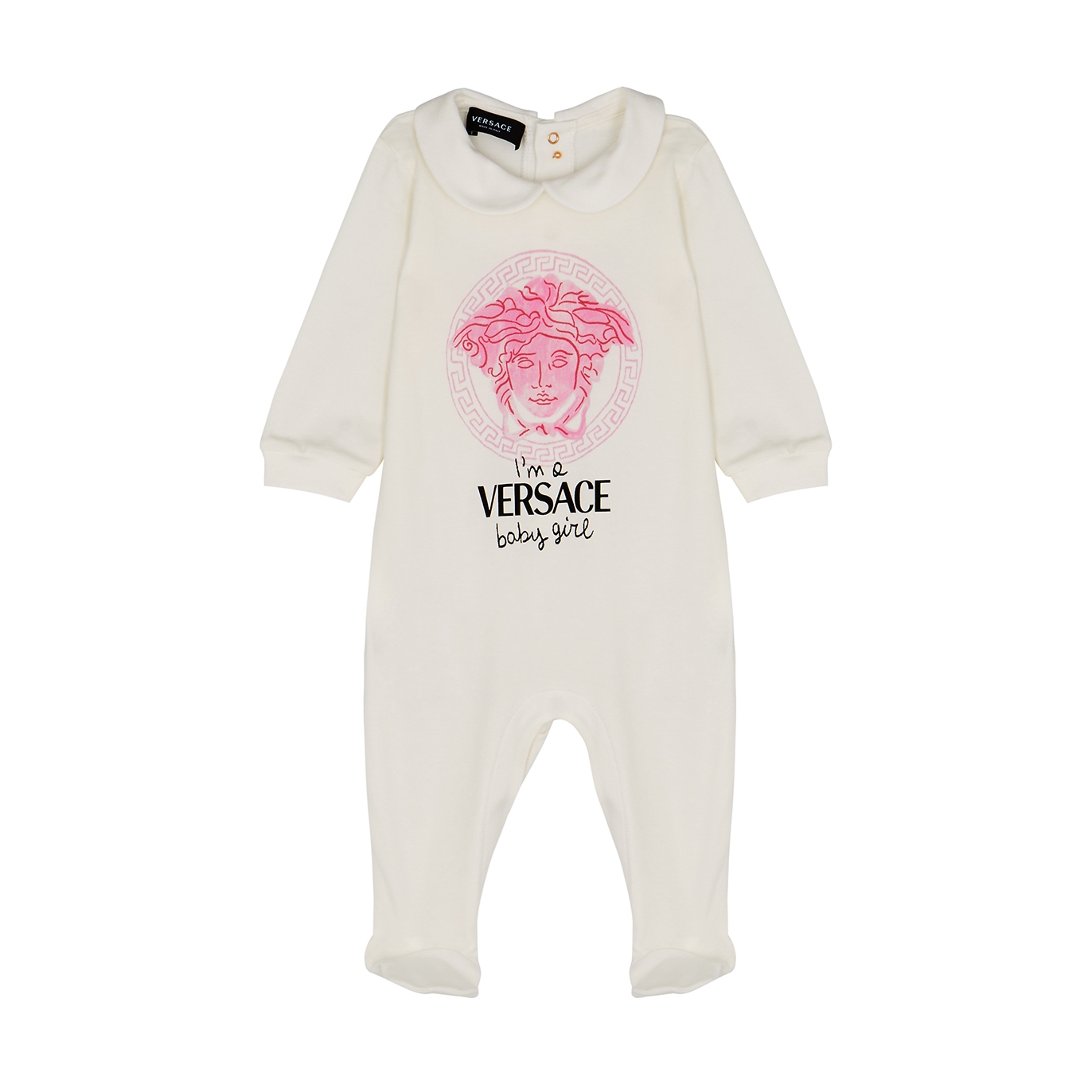 Versace Kids White Logo Stretch-cotton Babygrow - White Other