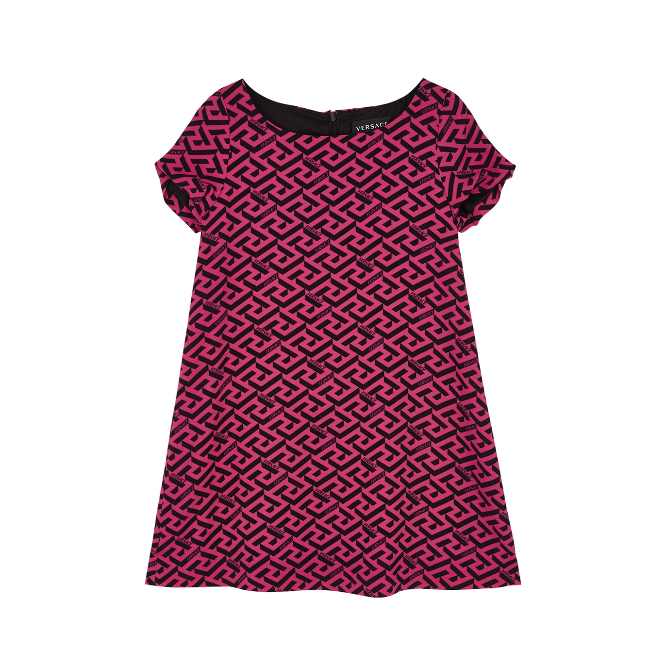 Versace Kids Pink Printed Crepe Dress (8-12 Years) - Pink/Black - 10 Years