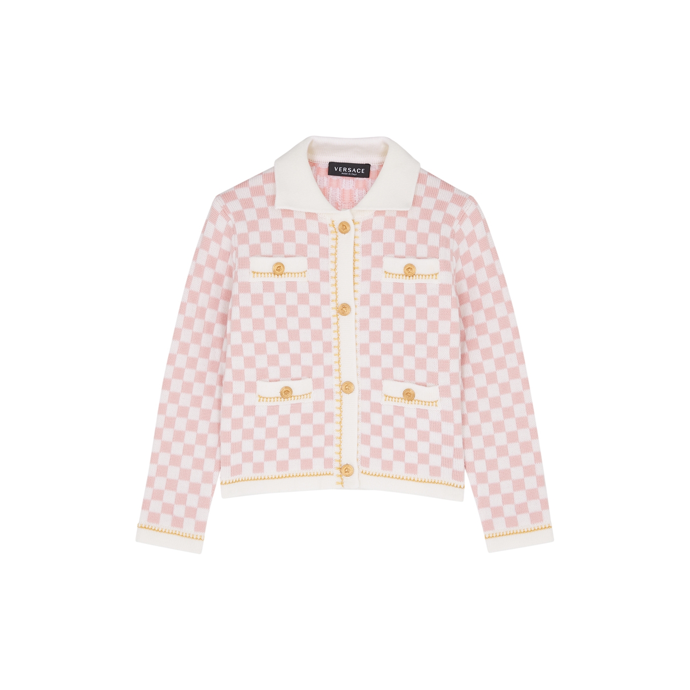 Versace Kids Checked Wool-blend Cardigan (4-6 Years) - Pink & Other
