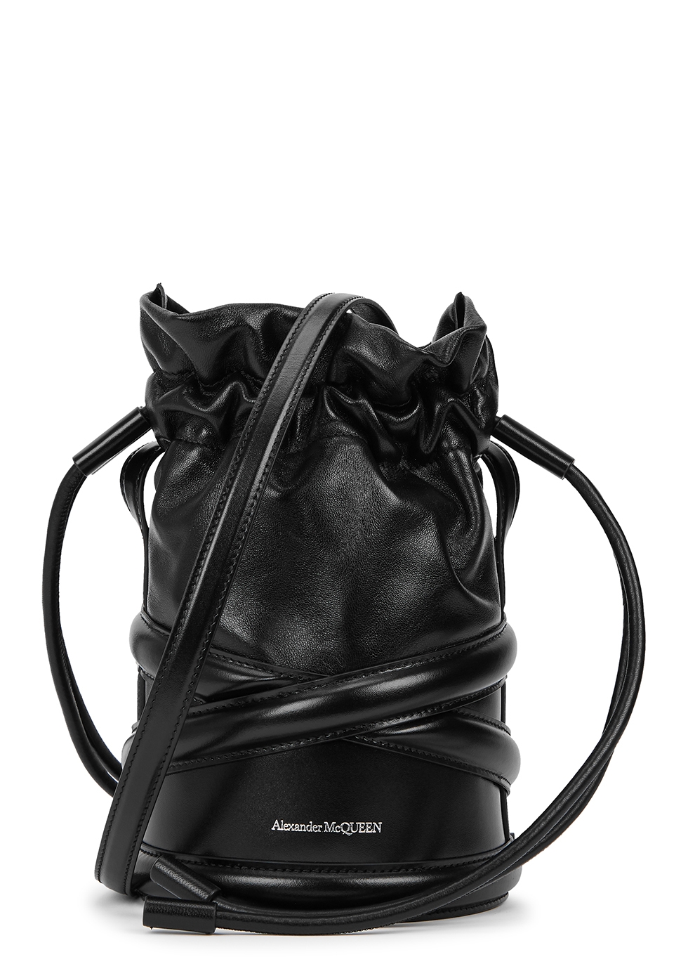 The Soft Curve small black leather bucket bag