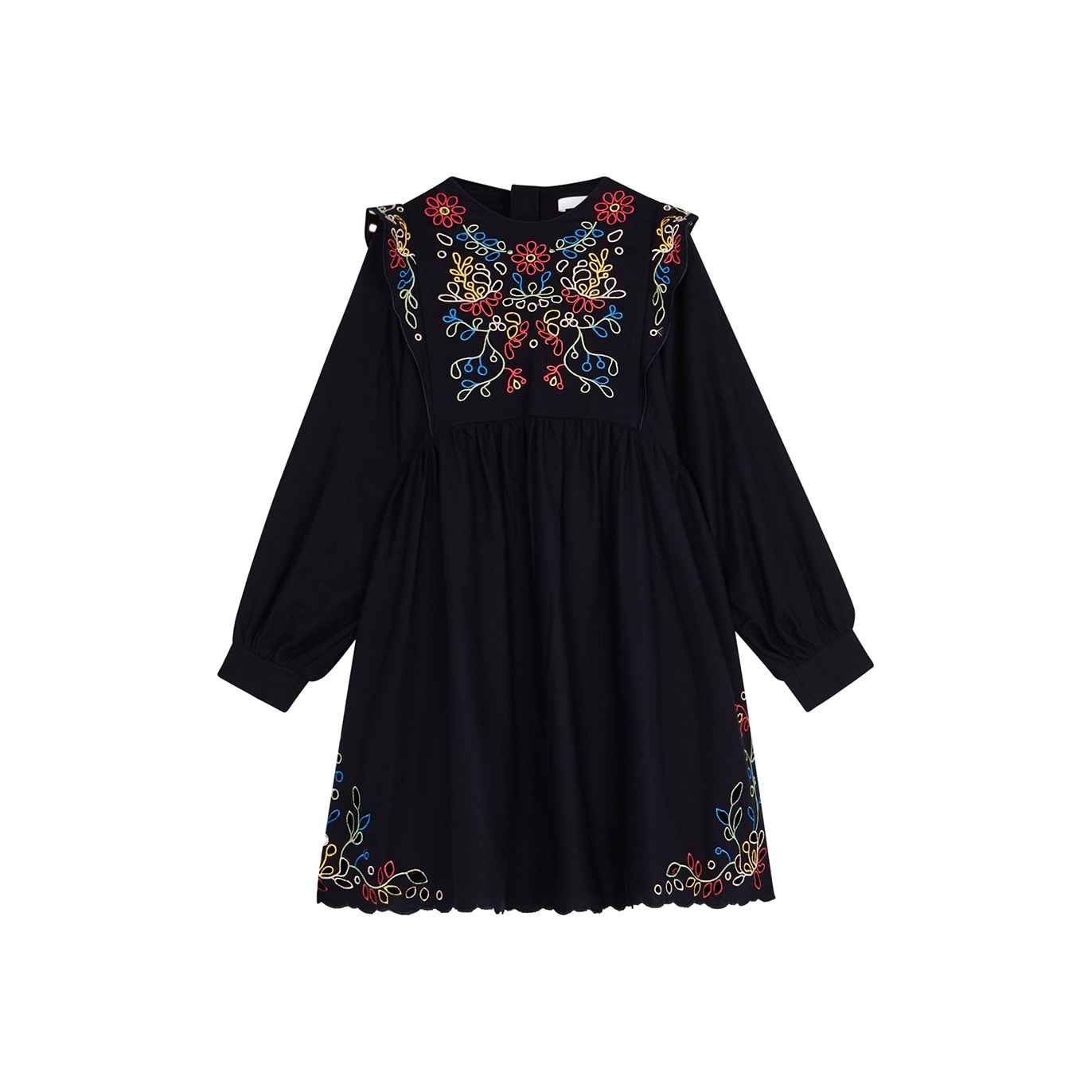 Chloé Kids Navy Broderie-anglaise Cotton Dress (6-12 Years) - 6 Years