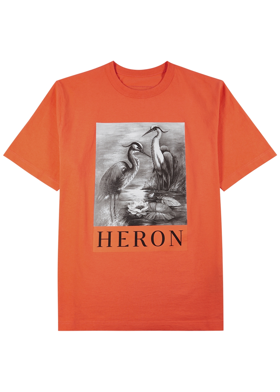 Heron Preston Heron orange printed cotton T-shirt - Harvey Nichols