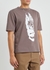 Flaming Skull taupe printed cotton T-shirt - Heron Preston