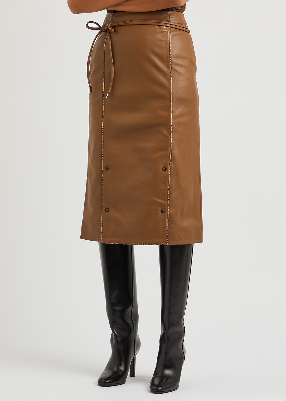 Harvey Nichols Women Clothing Skirts Leather Skirts Malli brown leather midi skirt 