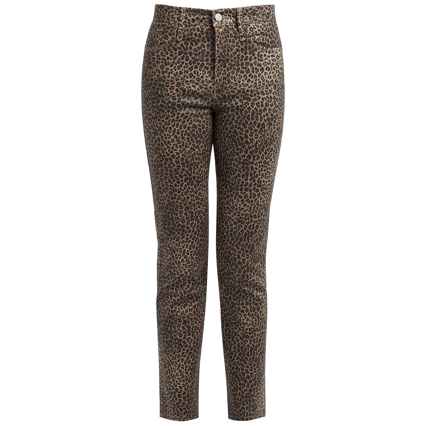 Frame Le Sylvie Leopard-print Coated Straight-leg Jeans - Brown - W25