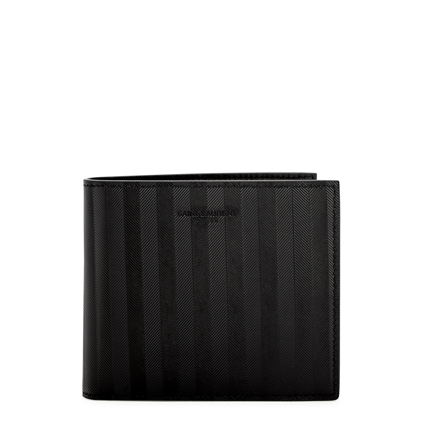 Saint Laurent Black Striped Leather Wallet
