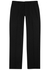 Black slim-leg stretch-wool trousers - BOSS