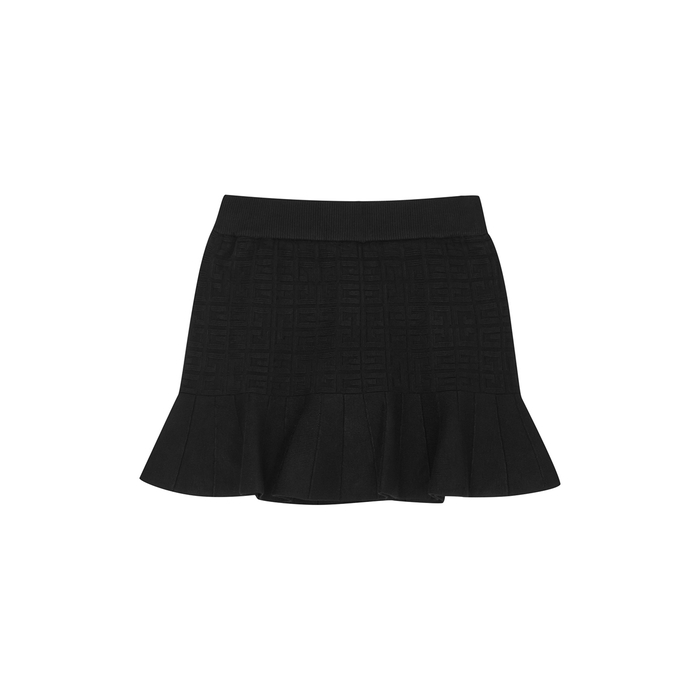 GIVENCHY KIDS BLACK MONOGRAMMED STRETCH-KNIT SKIRT (6-12 YEARS)