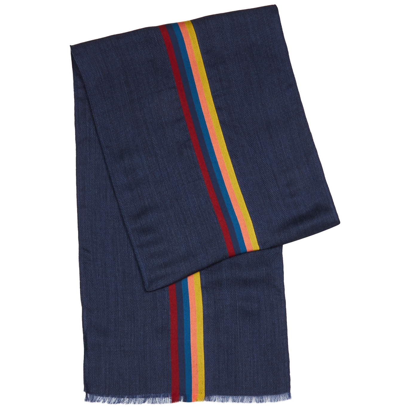 Paul Smith Navy Striped Wool-blend Scarf - Blue