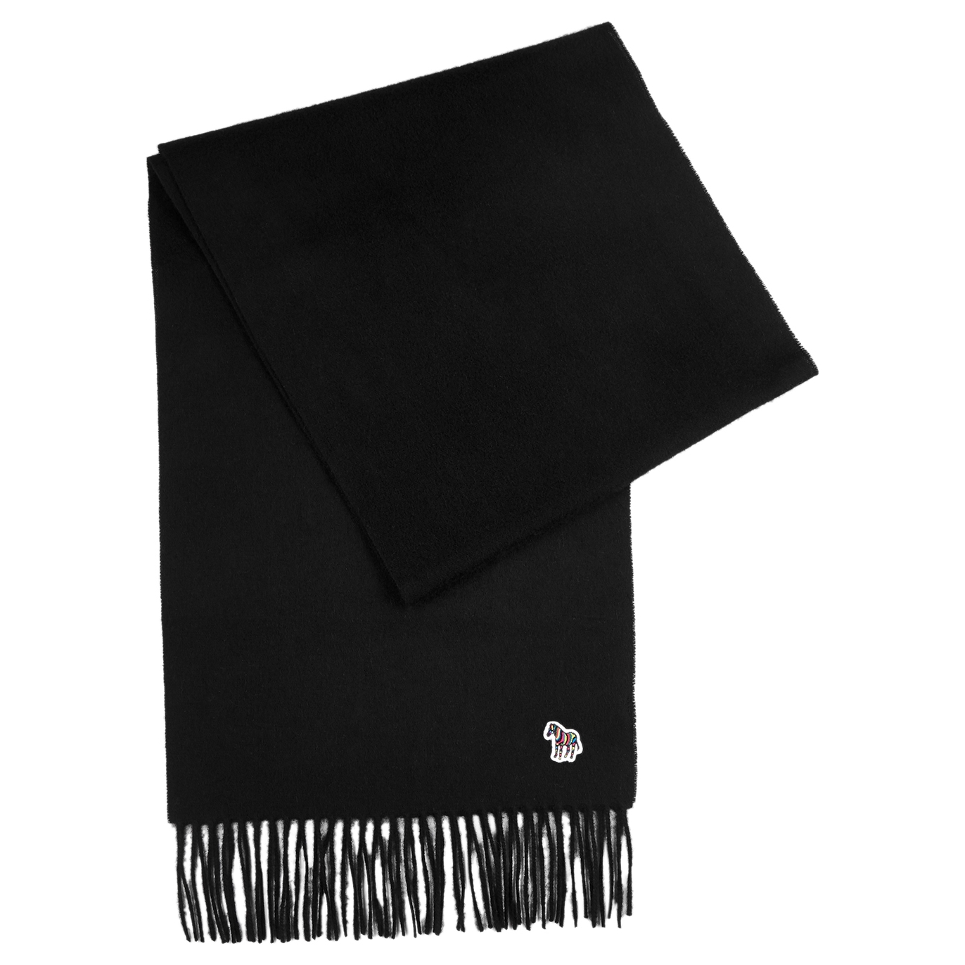 Ps By Paul Smith Paul Smith Grey Mélange Fringe-trimmed Wool Scarf In Black
