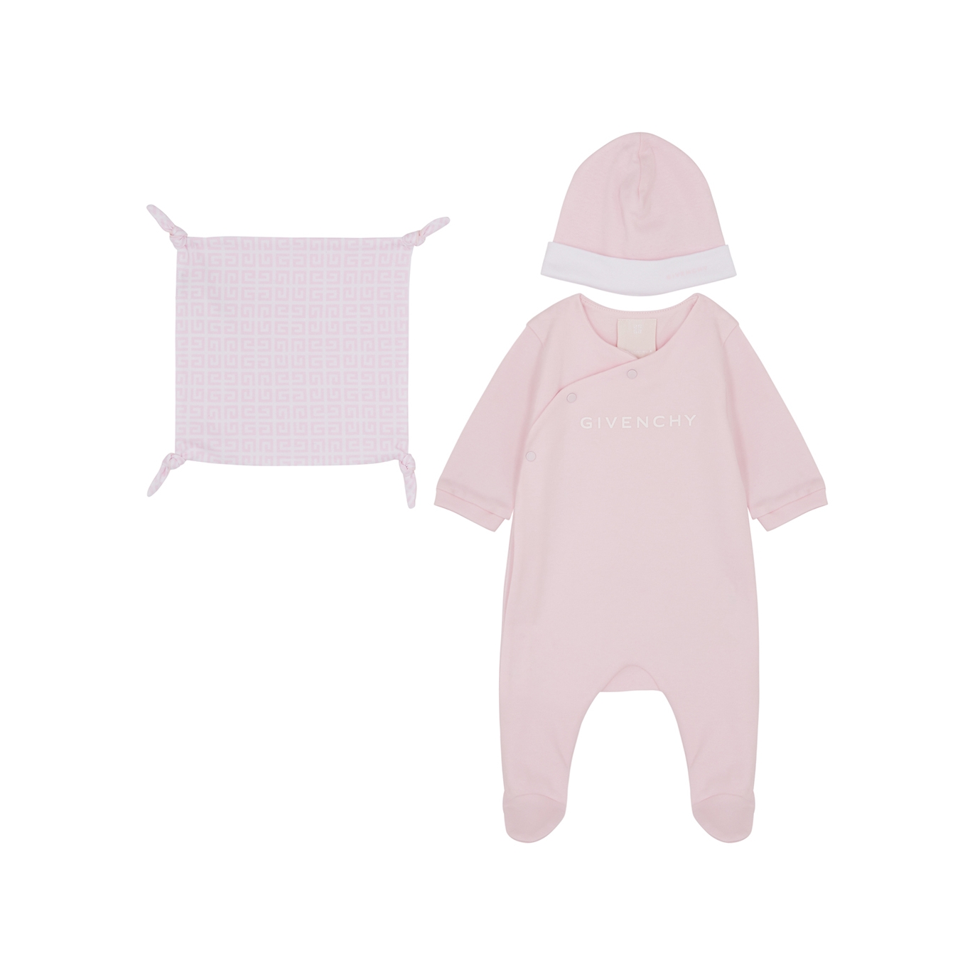 Givenchy Kids Pink Logo Cotton Three-piece Set (1-6 Months)