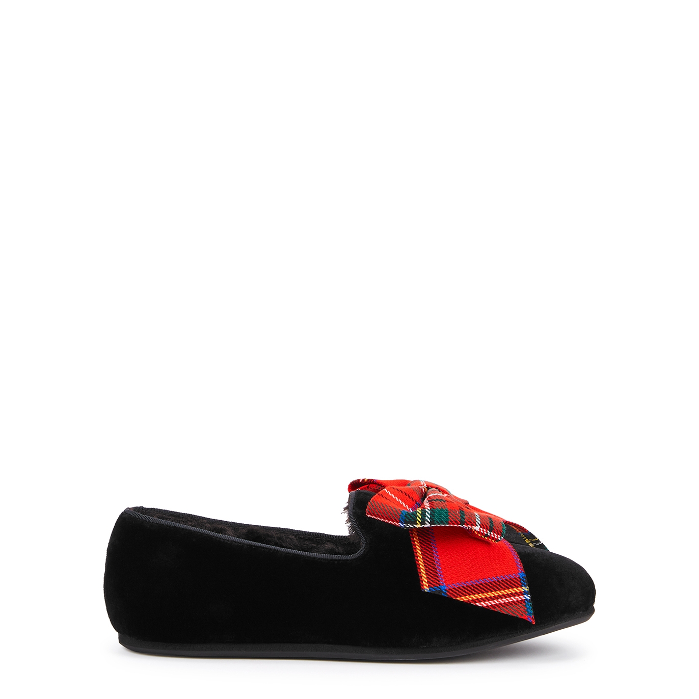 Hums Punk Black Bow-embellished Velvet Loafers - 6