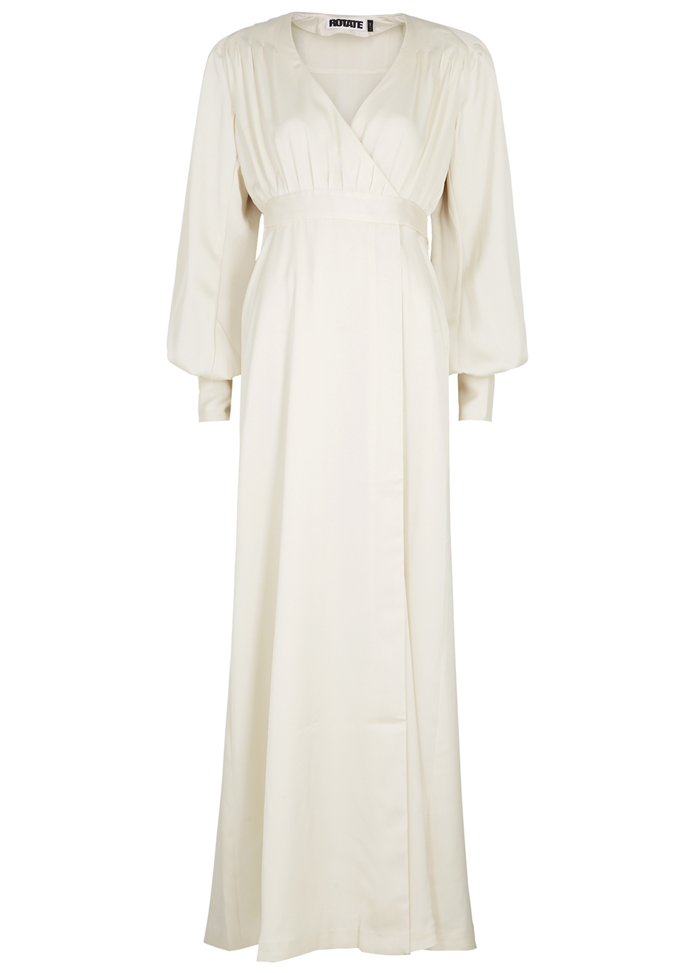 ROTATE Birger Christensen Ria off-white satin wrap dress - Harvey Nichols