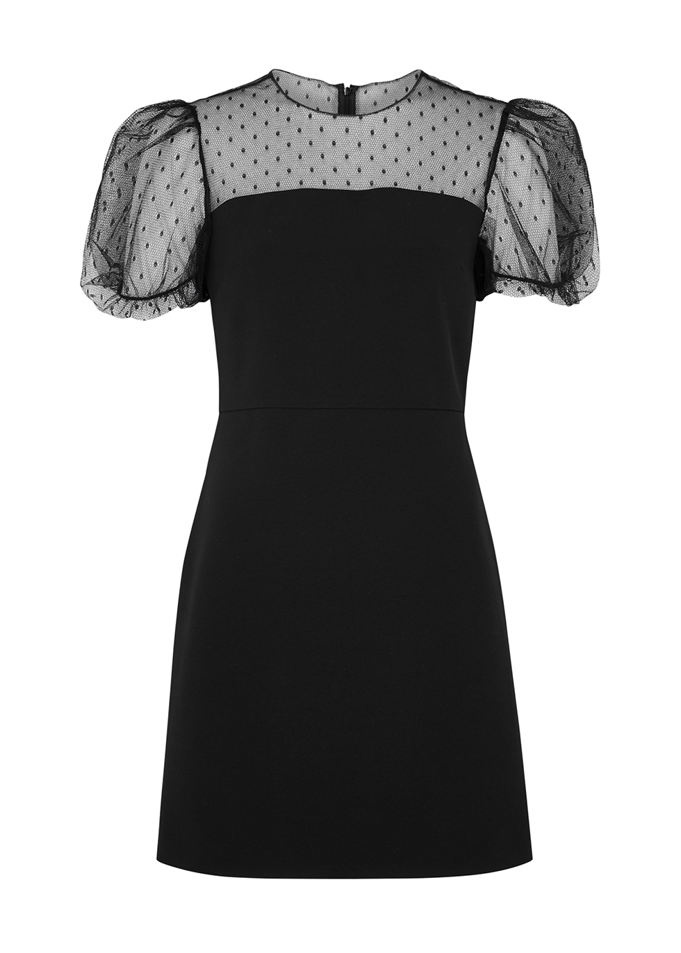 RED Valentino Black point d'esprit and stretch-crepe dress