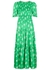 Gracie green floral-print satin midi dress - Kitri