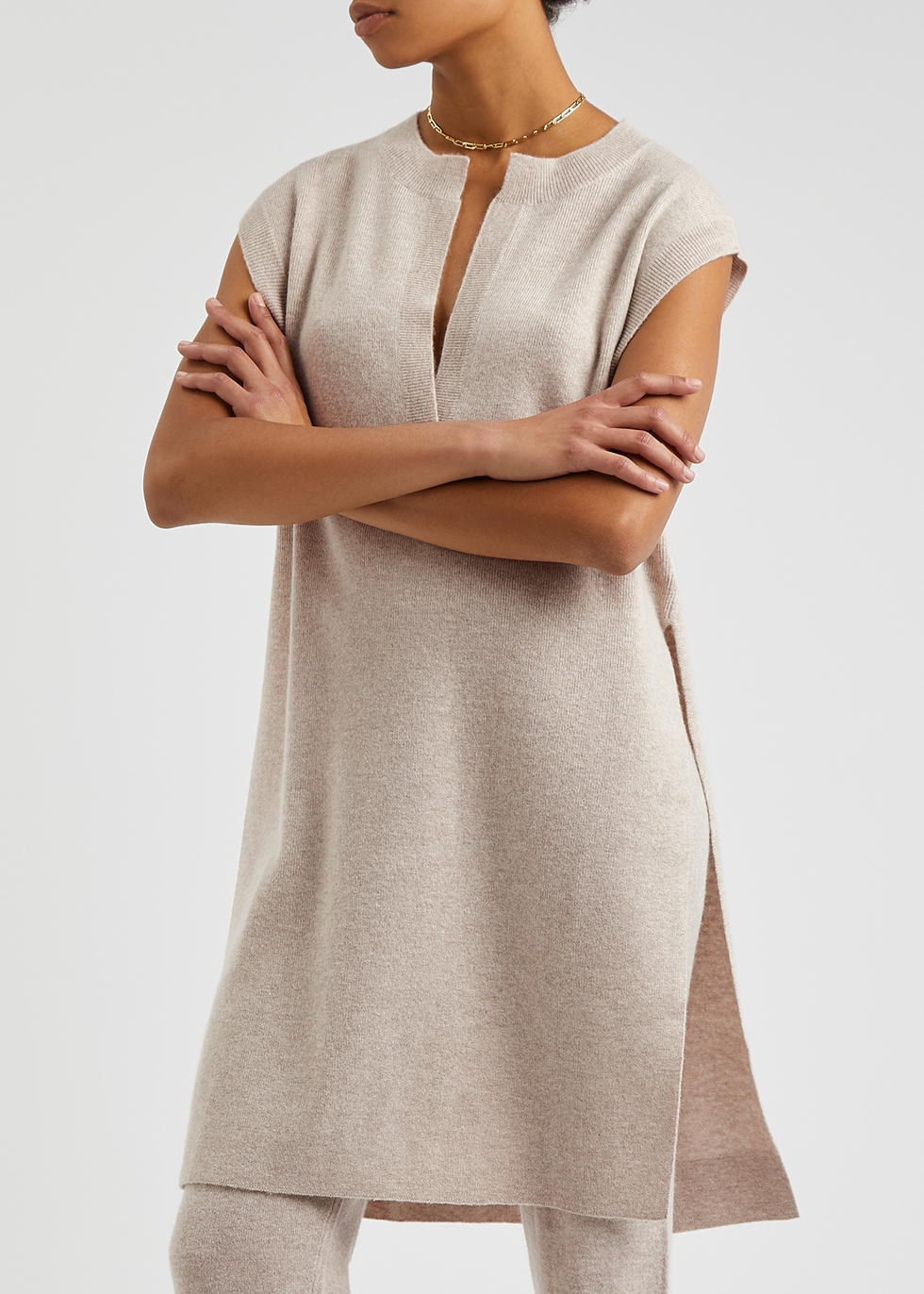 Harvey Nichols Women Clothing Tunics Stone wool and cashmere-blend tunic 