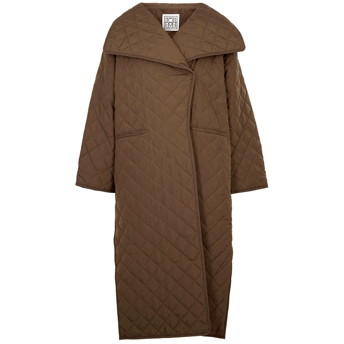 Totême Brown Quilted Longline Shell Coat - XS