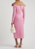 Pink faux fur-trimmed wool-blend dress - BLUMARINE